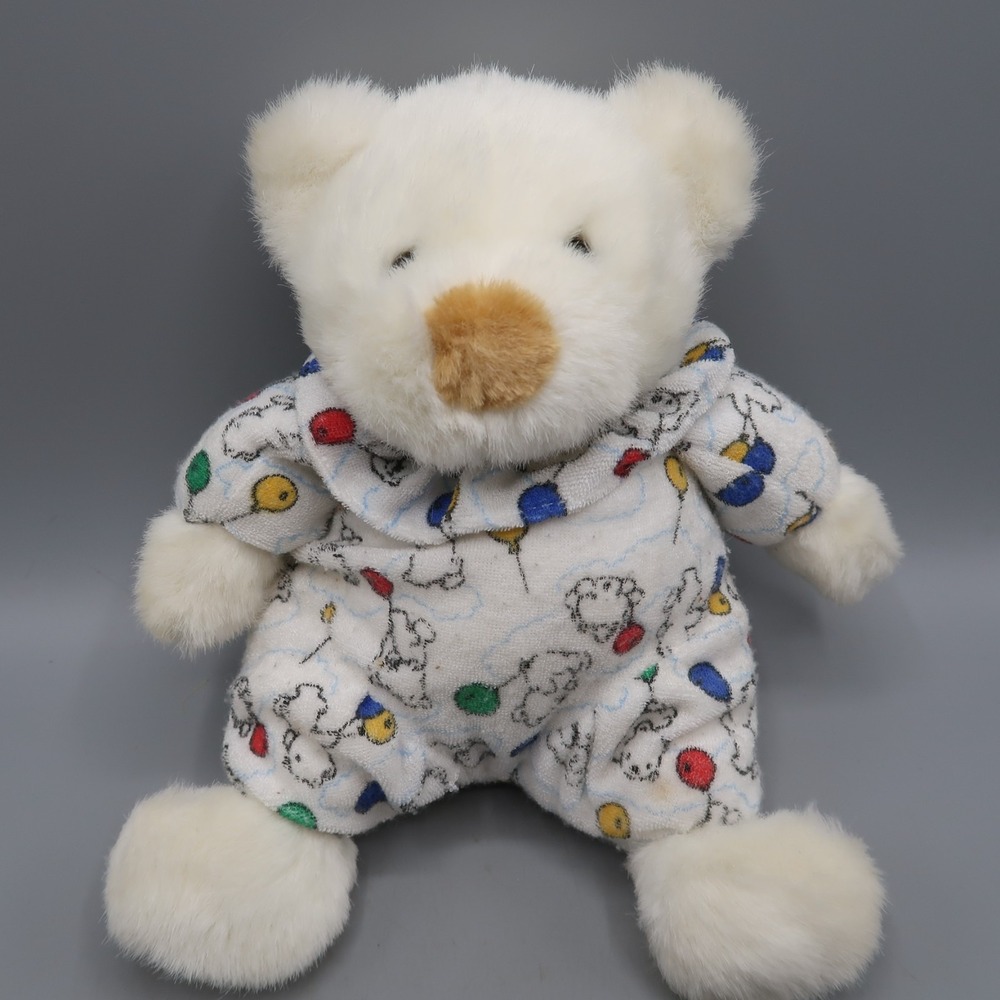 Vintage Carters Terry Cloth Balloons White Bear Floppy Jingles Soft Stuffed Toy